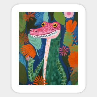 Crocodile and flowers Sticker